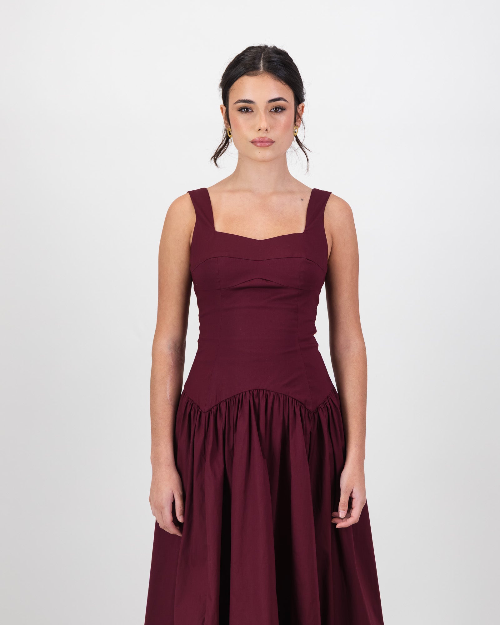 Gaia Midi Dress - Burgundy