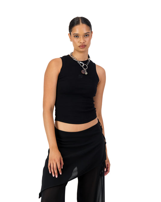 Logo Tank - Black with black embroidery
