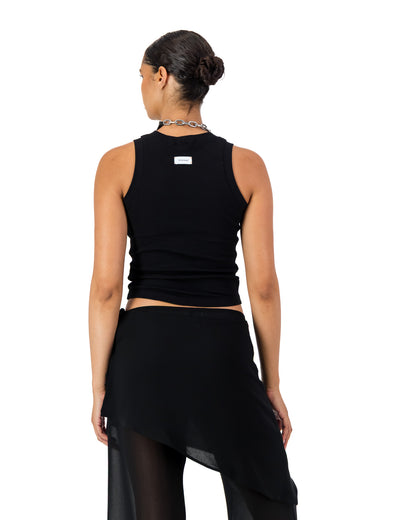 Logo Tank - Black with black embroidery