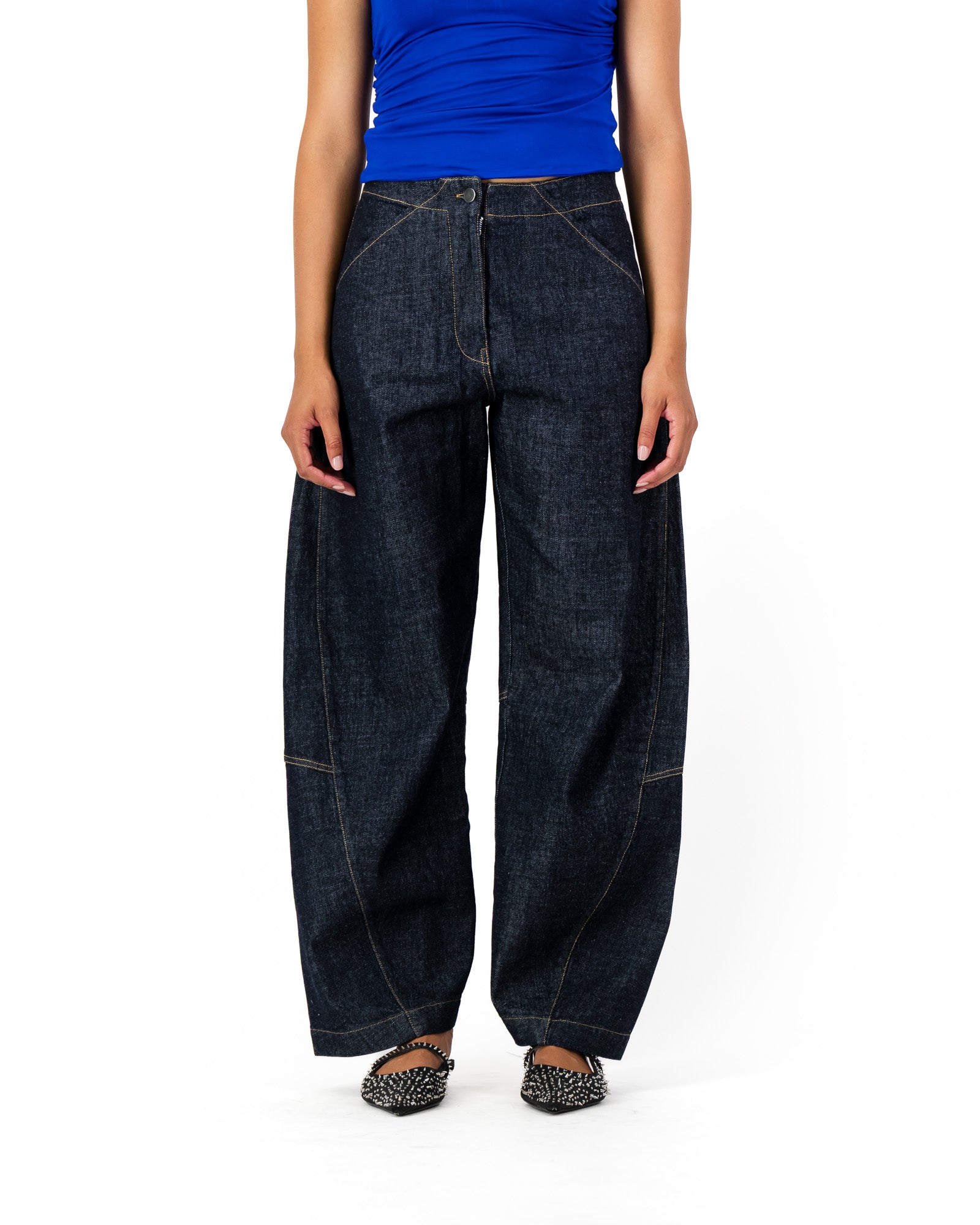 Tokyo Trousers - Navy Japanese Denim (Contrast Stitching)