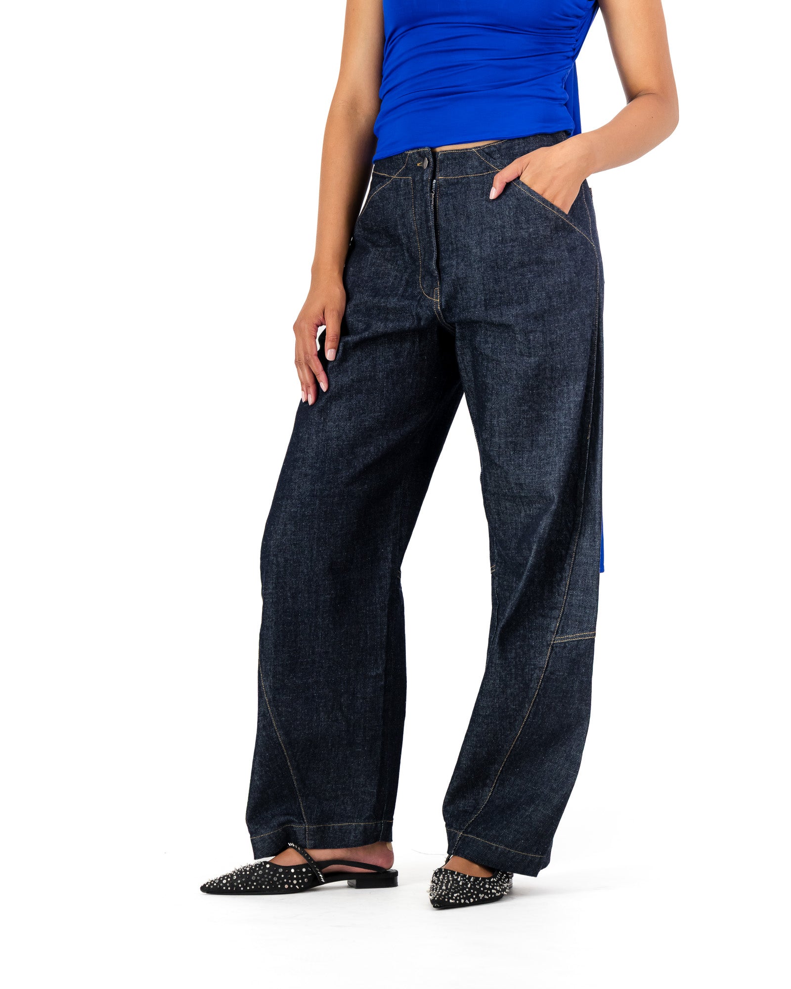 Tokyo Trousers - Navy Japanese Denim (Contrast Stitching)