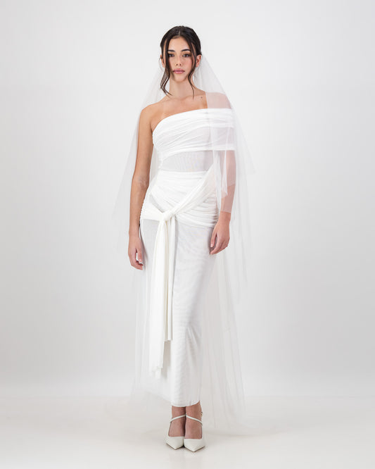 Bridal Iris Wrap Dress - Ivory