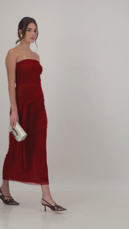 Iris Wrap Dress - Cherry Red