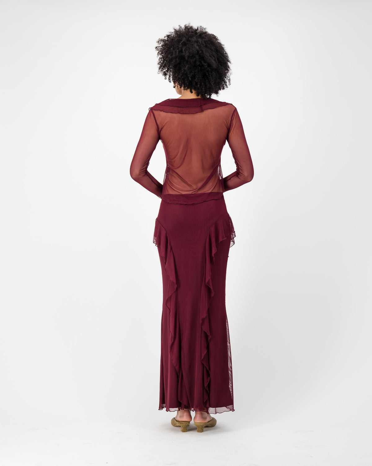 Carrie Mesh Top - Burgundy