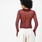 Carrie Mesh Top - Burgundy