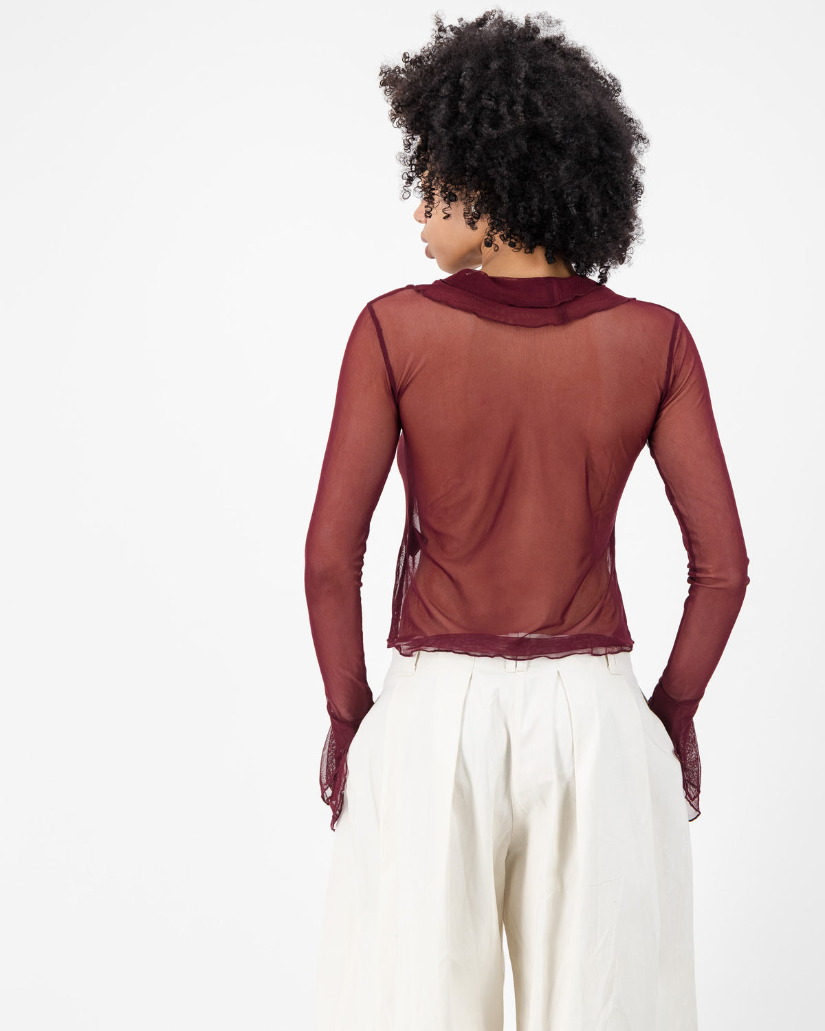 Carrie Mesh Top - Burgundy