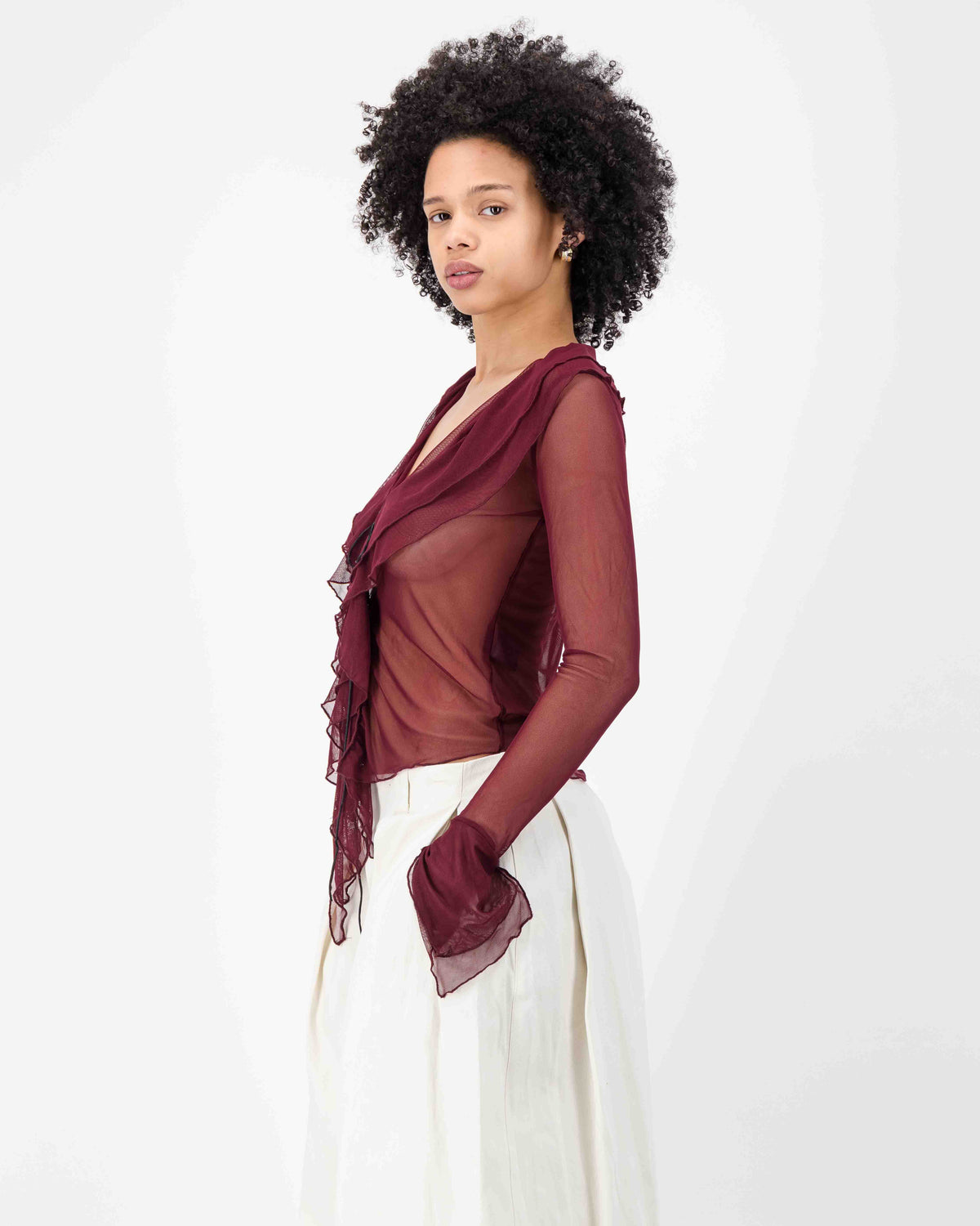 Carrie Mesh Top - Burgundy