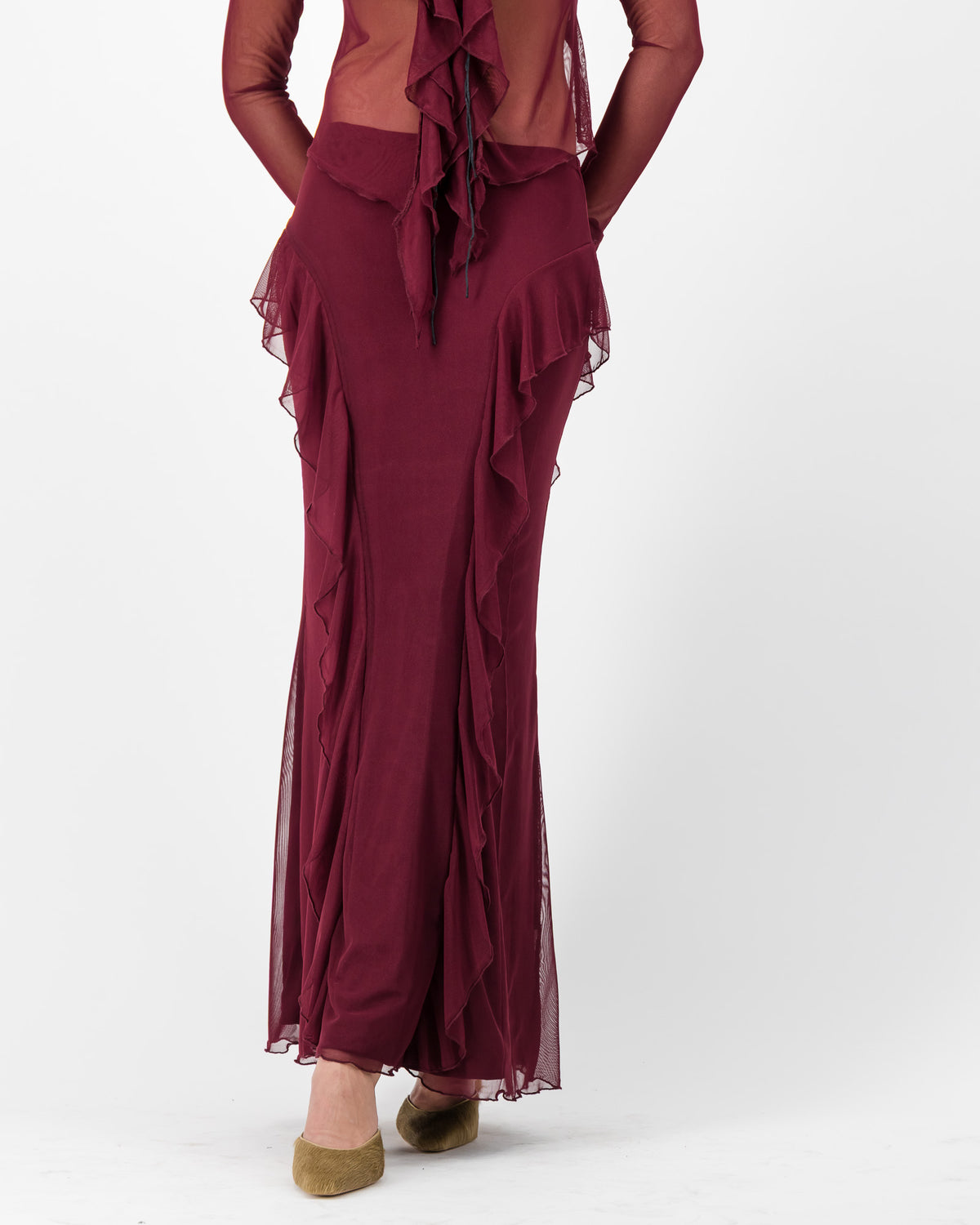 Carrie Mesh Skirt - Burgundy