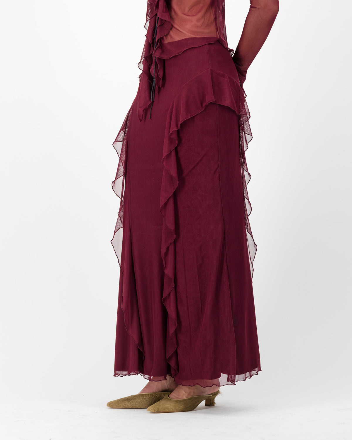 Carrie Mesh Skirt - Burgundy