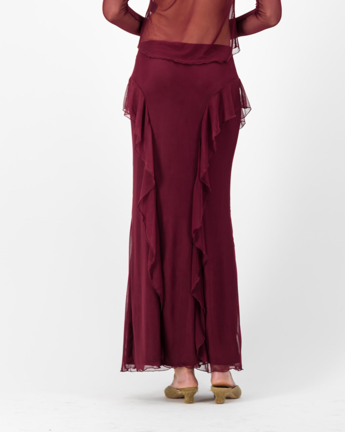 Carrie Mesh Skirt - Burgundy