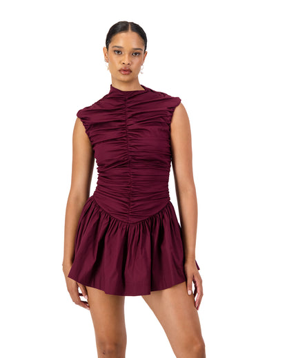 Rush Tush Mini Dress - Burgundy