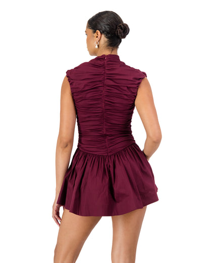 Rush Tush Mini Dress - Burgundy