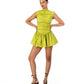 Rush Tush Mini Dress - Chartreuse