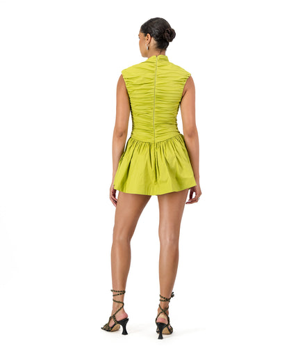 Rush Tush Mini Dress - Chartreuse
