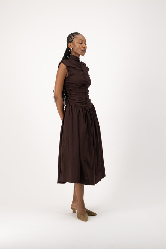Rush Tush Midi Dress - Chocolate
